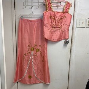 Elegant Pink Embroidered Skirt